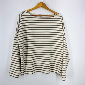 Spanx Womens Aire Striped Boat Neck Long Sleeve Top 2X Relaxed Fit